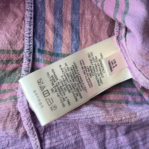 Anthropologie Pilcro The Hannah Surf Short Sleeve Blouse Purple Motif Plaid - Picture 12 of 13